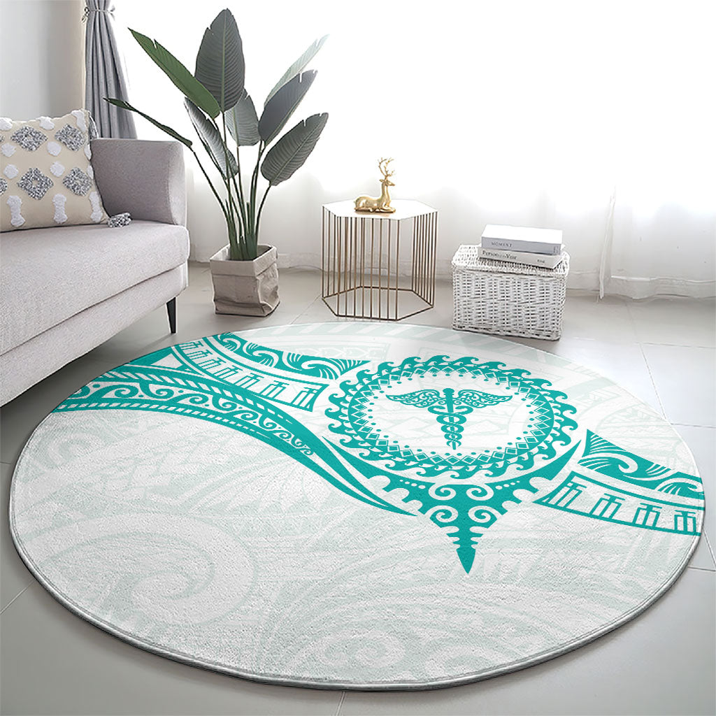 New Zealand Aotearoa Round Carpet Nurse Tribal Teal Version LT05 - Polynesian Pride