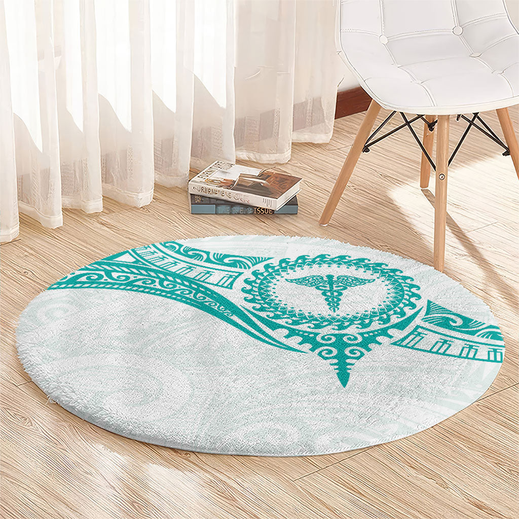 New Zealand Aotearoa Round Carpet Nurse Tribal Teal Version LT05 - Polynesian Pride
