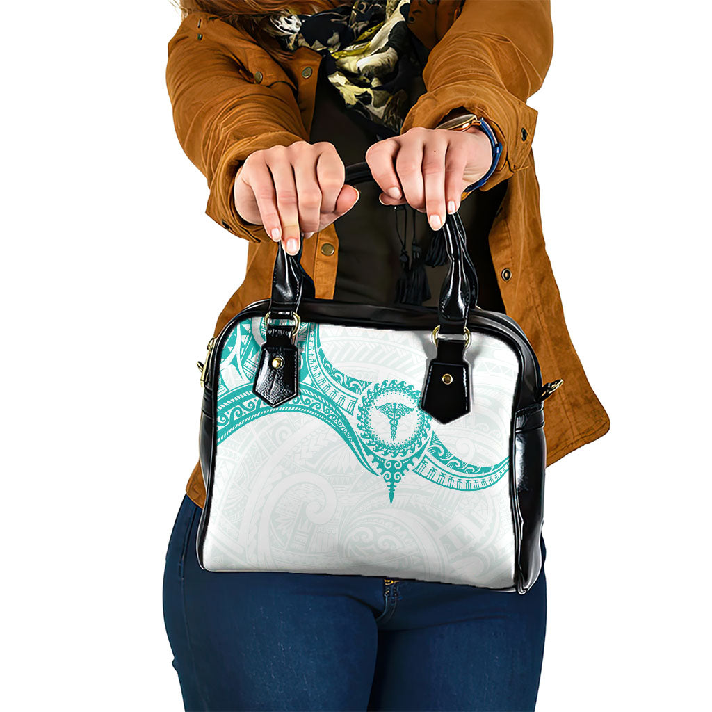 New Zealand Aotearoa Shoulder Handbag Nurse Tribal Teal Version LT05 One Size Teal - Polynesian Pride