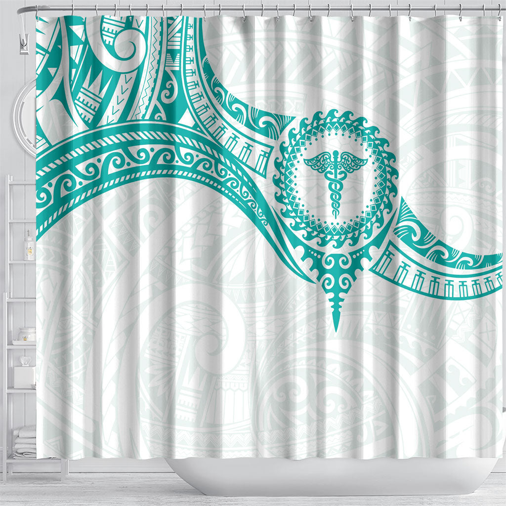 New Zealand Aotearoa Shower Curtain Nurse Tribal Teal Version LT05 - Polynesian Pride