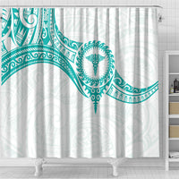 New Zealand Aotearoa Shower Curtain Nurse Tribal Teal Version LT05 - Polynesian Pride