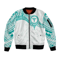 Personalised New Zealand Aotearoa Sleeve Zip Bomber Jacket Nurse Tribal Teal Version