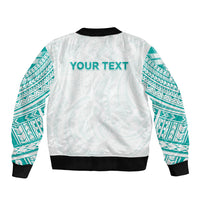 Personalised New Zealand Aotearoa Sleeve Zip Bomber Jacket Nurse Tribal Teal Version