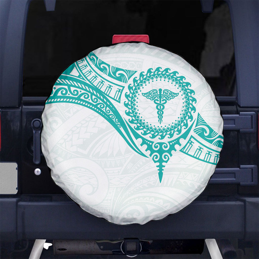 New Zealand Aotearoa Spare Tire Cover Nurse Tribal Teal Version LT05 No hole Teal - Polynesian Pride