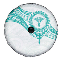 New Zealand Aotearoa Spare Tire Cover Nurse Tribal Teal Version LT05 - Polynesian Pride