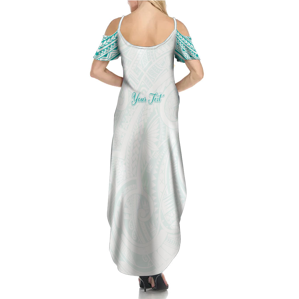 Personalised New Zealand Aotearoa Summer Maxi Dress Nurse Tribal Teal Version LT05 - Polynesian Pride