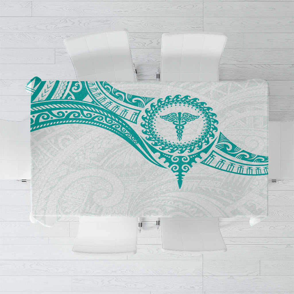New Zealand Aotearoa Tablecloth Nurse Tribal Teal Version LT05 Teal - Polynesian Pride