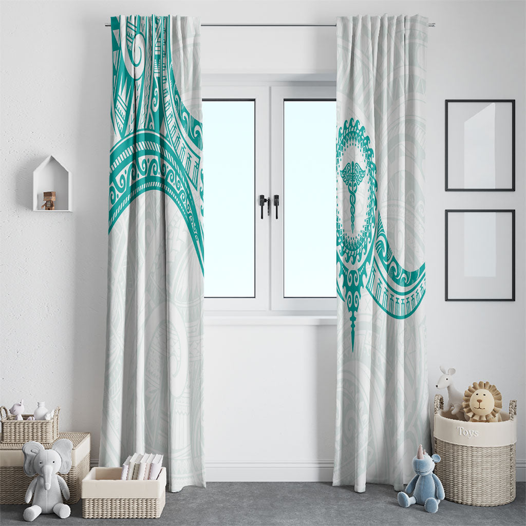 New Zealand Aotearoa Window Curtain Nurse Tribal Teal Version LT05 - Polynesian Pride