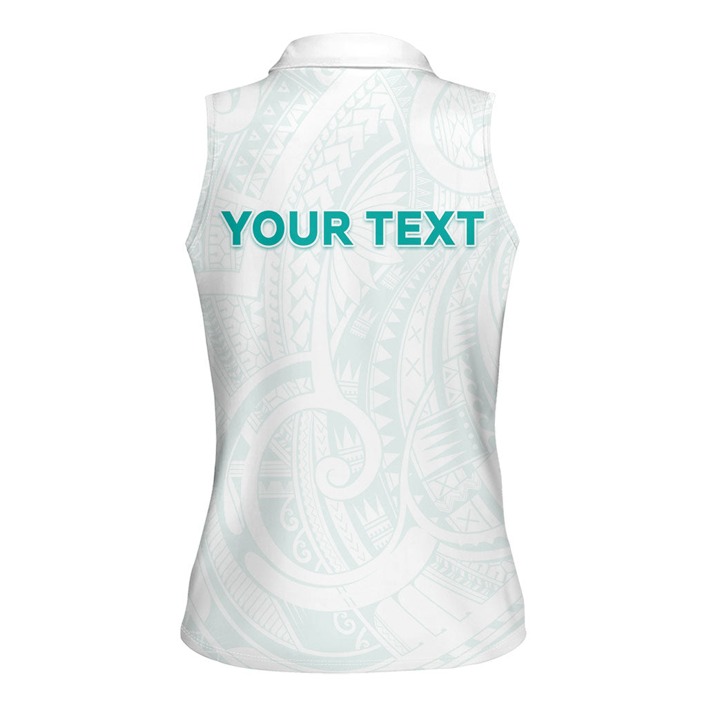 Personalised New Zealand Aotearoa Women Sleeveless Polo Shirt Nurse Tribal Teal Version