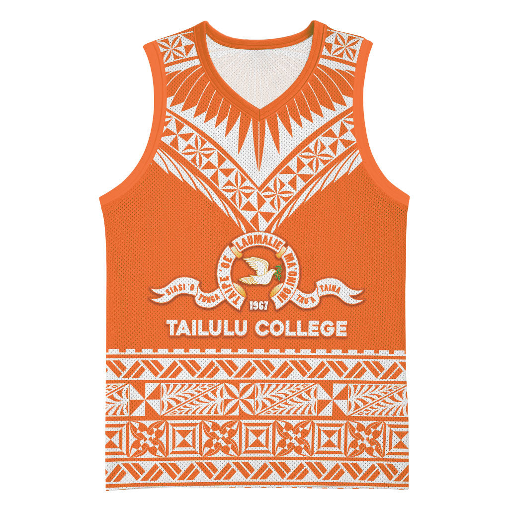 Personalised Tonga Tailulu College Basketball Jersey Tongan Kupesi Pattern LT05 Unisex Orange - Polynesian Pride