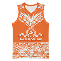 Personalised Tonga Tailulu College Basketball Jersey Tongan Kupesi Pattern LT05 Unisex Orange - Polynesian Pride