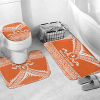 Tonga Tailulu College Bathroom Set Tongan Kupesi Pattern LT05 Mat Set Only (3 pcs) One Size Orange - Polynesian Pride