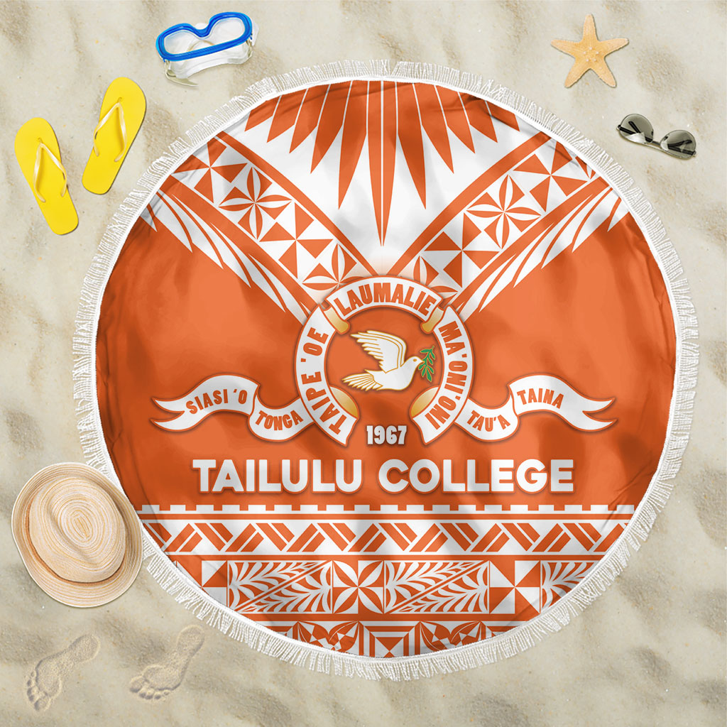 Tonga Tailulu College Beach Blanket Tongan Kupesi Pattern LT05 One Size 150cm Orange - Polynesian Pride