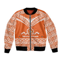 Personalised Tonga Tailulu College Bomber Jacket Tongan Kupesi Pattern LT05 Unisex Orange - Polynesian Pride