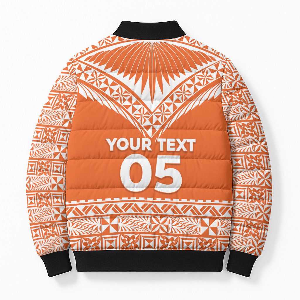Personalised Tonga Tailulu College Bomber Puffer Jacket Tongan Kupesi Pattern LT05 - Polynesian Pride