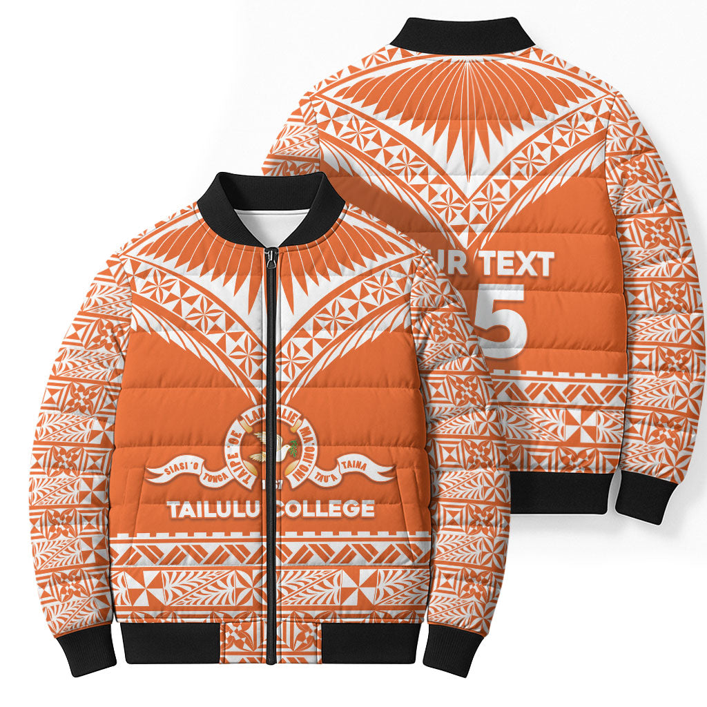 Personalised Tonga Tailulu College Bomber Puffer Jacket Tongan Kupesi Pattern LT05 - Polynesian Pride