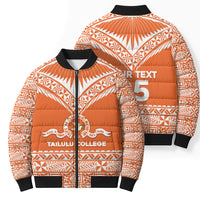 Personalised Tonga Tailulu College Bomber Puffer Jacket Tongan Kupesi Pattern LT05 - Polynesian Pride