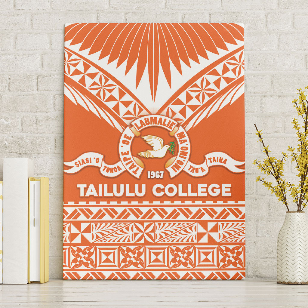 Tonga Tailulu College Canvas Wall Art Tongan Kupesi Pattern LT05 Without Frame Orange - Polynesian Pride