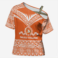 Personalised Tonga Tailulu College Cross Shoulder Shirt Tongan Kupesi Pattern