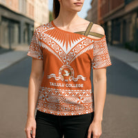 Personalised Tonga Tailulu College Cross Shoulder Shirt Tongan Kupesi Pattern