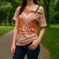 Personalised Tonga Tailulu College Cross Shoulder Shirt Tongan Kupesi Pattern