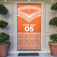 Personalised Tonga Tailulu College Door Cover Tongan Kupesi Pattern LT05 Orange - Polynesian Pride