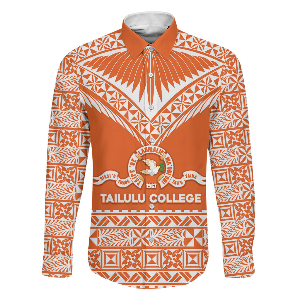 Personalised Tonga Tailulu College Family Matching Long Sleeve Bodycon Dress and Hawaiian Shirt Tongan Kupesi Pattern