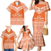 Personalised Tonga Tailulu College Family Matching Mermaid Dress and Hawaiian Shirt Tongan Kupesi Pattern