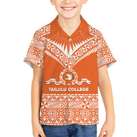 Personalised Tonga Tailulu College Family Matching Off The Shoulder Long Sleeve Dress and Hawaiian Shirt Tongan Kupesi Pattern