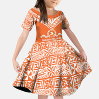 Personalised Tonga Tailulu College Family Matching Short Sleeve Bodycon Dress and Hawaiian Shirt Tongan Kupesi Pattern