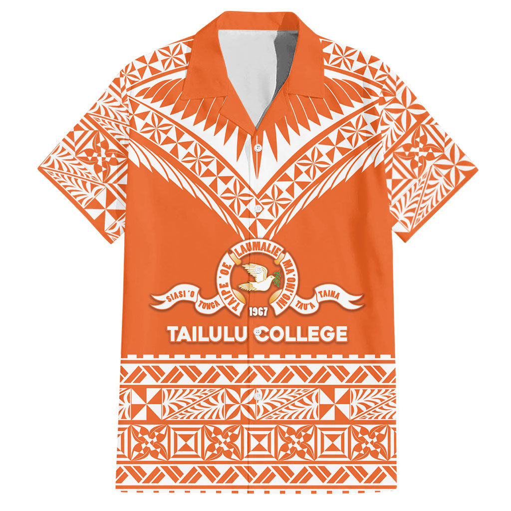 Personalised Tonga Tailulu College Hawaiian Shirt Tongan Kupesi Pattern LT05 Orange - Polynesian Pride