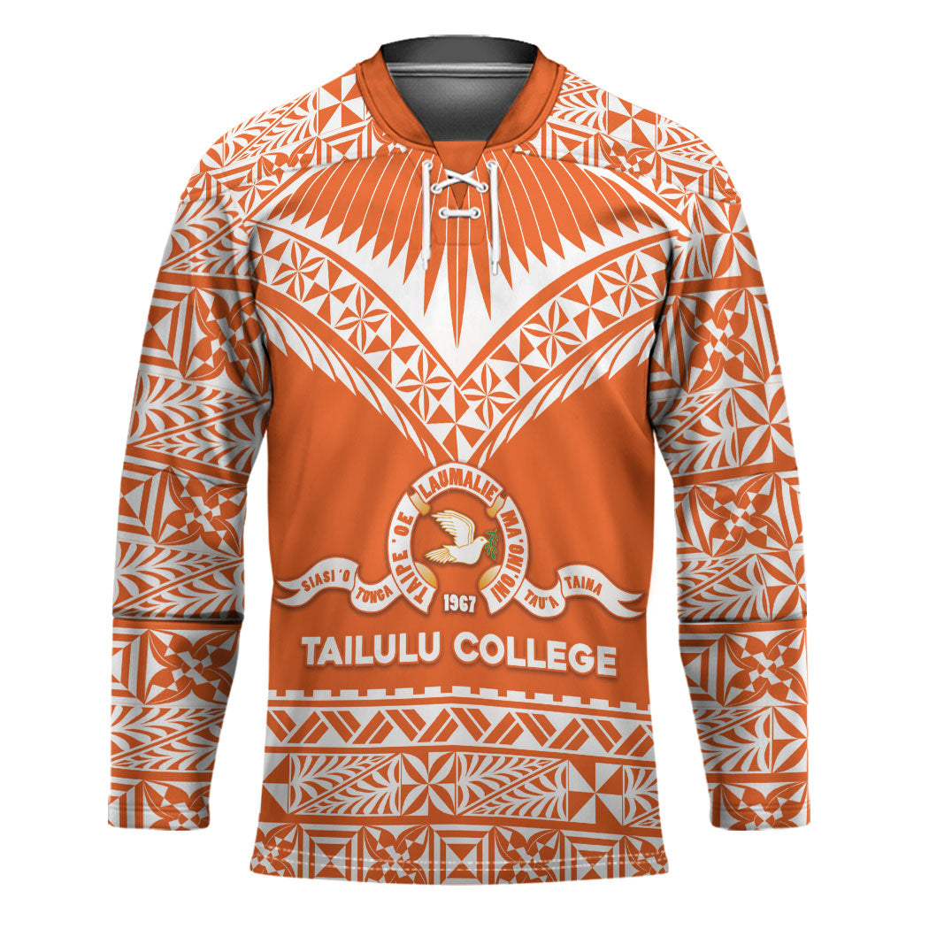 Personalised Tonga Tailulu College Hockey Jersey Tongan Kupesi Pattern LT05 Unisex Orange - Polynesian Pride