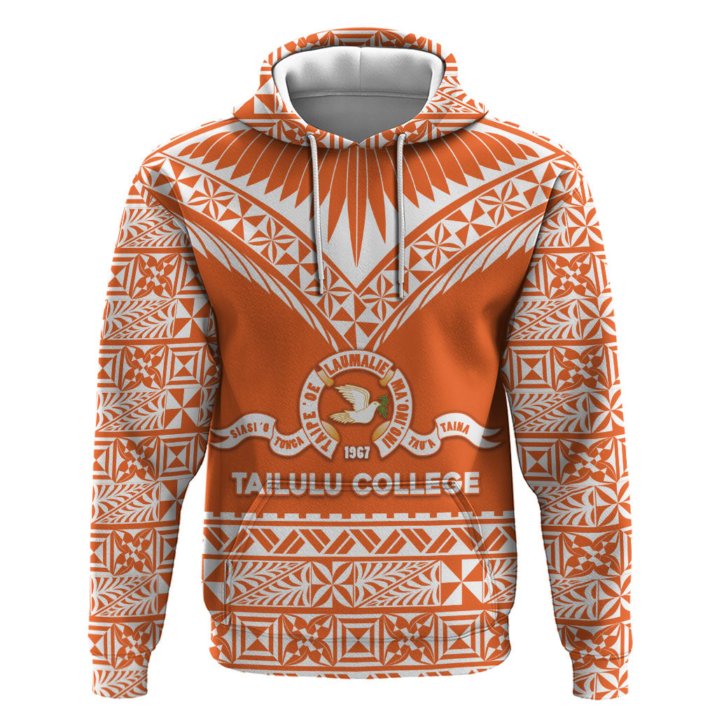 Personalised Tonga Tailulu College Hoodie Tongan Kupesi Pattern LT05 Pullover Hoodie Orange - Polynesian Pride