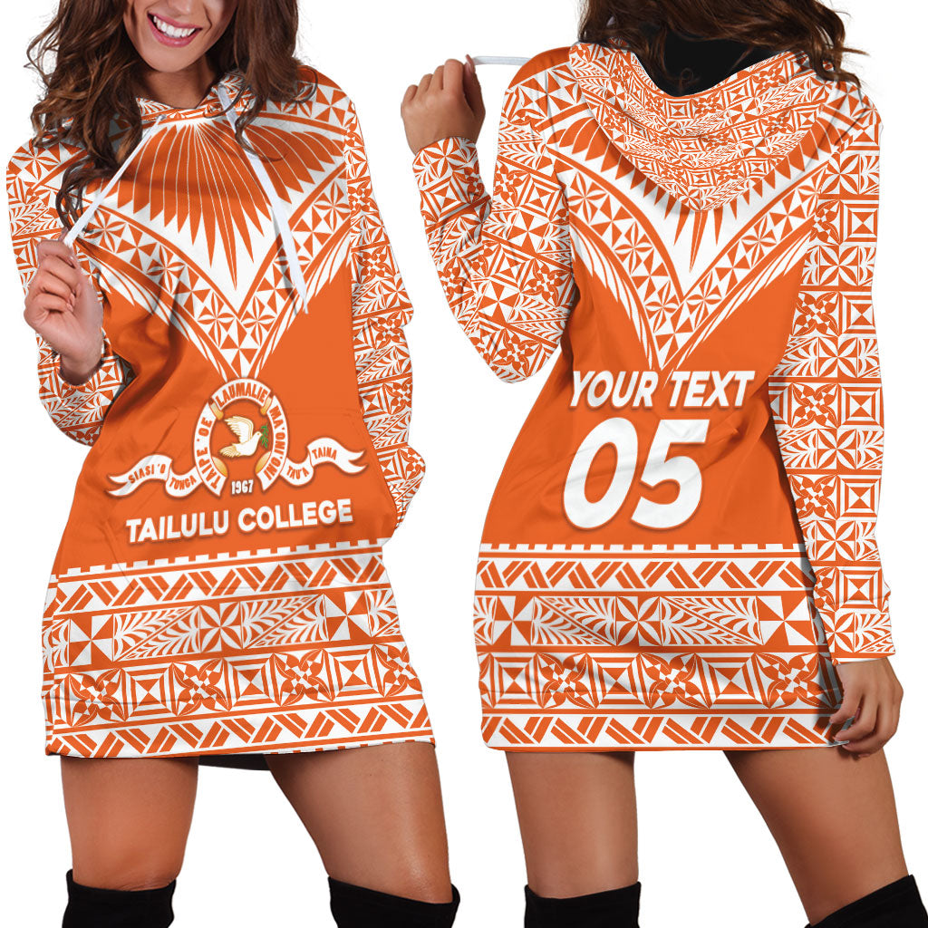 Personalised Tonga Tailulu College Hoodie Dress Tongan Kupesi Pattern LT05 - Polynesian Pride