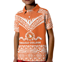 Personalised Tonga Tailulu College Kid Polo Shirt Tongan Kupesi Pattern LT05 Kid Orange - Polynesian Pride