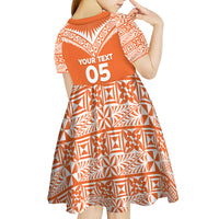 Personalised Tonga Tailulu College Kid Short Sleeve Dress Tongan Kupesi Pattern LT05 - Polynesian Pride