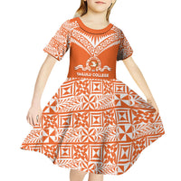 Personalised Tonga Tailulu College Kid Short Sleeve Dress Tongan Kupesi Pattern LT05 - Polynesian Pride
