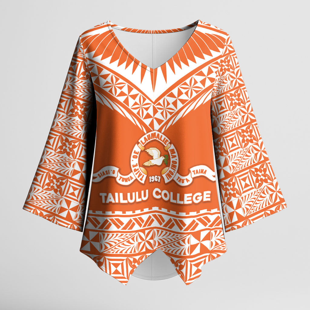 Personalised Tonga Tailulu College Kimono Sleeve Blouse Tongan Kupesi Pattern