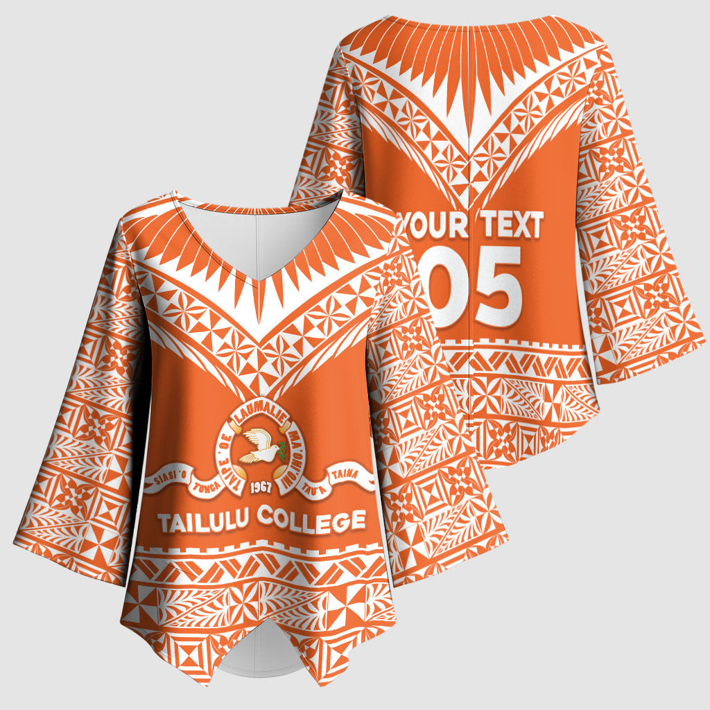 Personalised Tonga Tailulu College Kimono Sleeve Blouse Tongan Kupesi Pattern