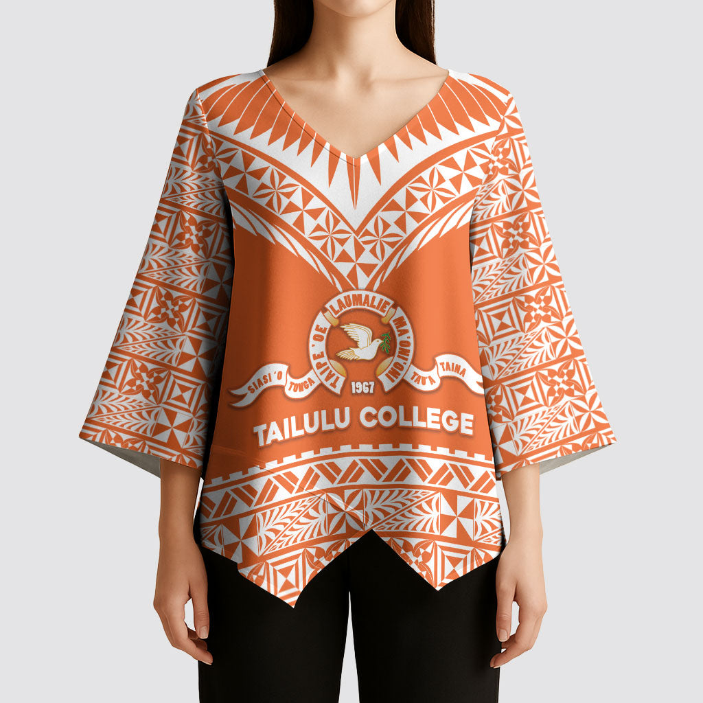 Personalised Tonga Tailulu College Kimono Sleeve Blouse Tongan Kupesi Pattern