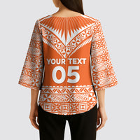 Personalised Tonga Tailulu College Kimono Sleeve Blouse Tongan Kupesi Pattern