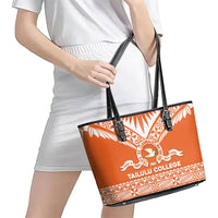 Tonga Tailulu College Leather Tote Bag Tongan Kupesi Pattern LT05 - Polynesian Pride