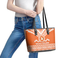Tonga Tailulu College Leather Tote Bag Tongan Kupesi Pattern LT05 - Polynesian Pride