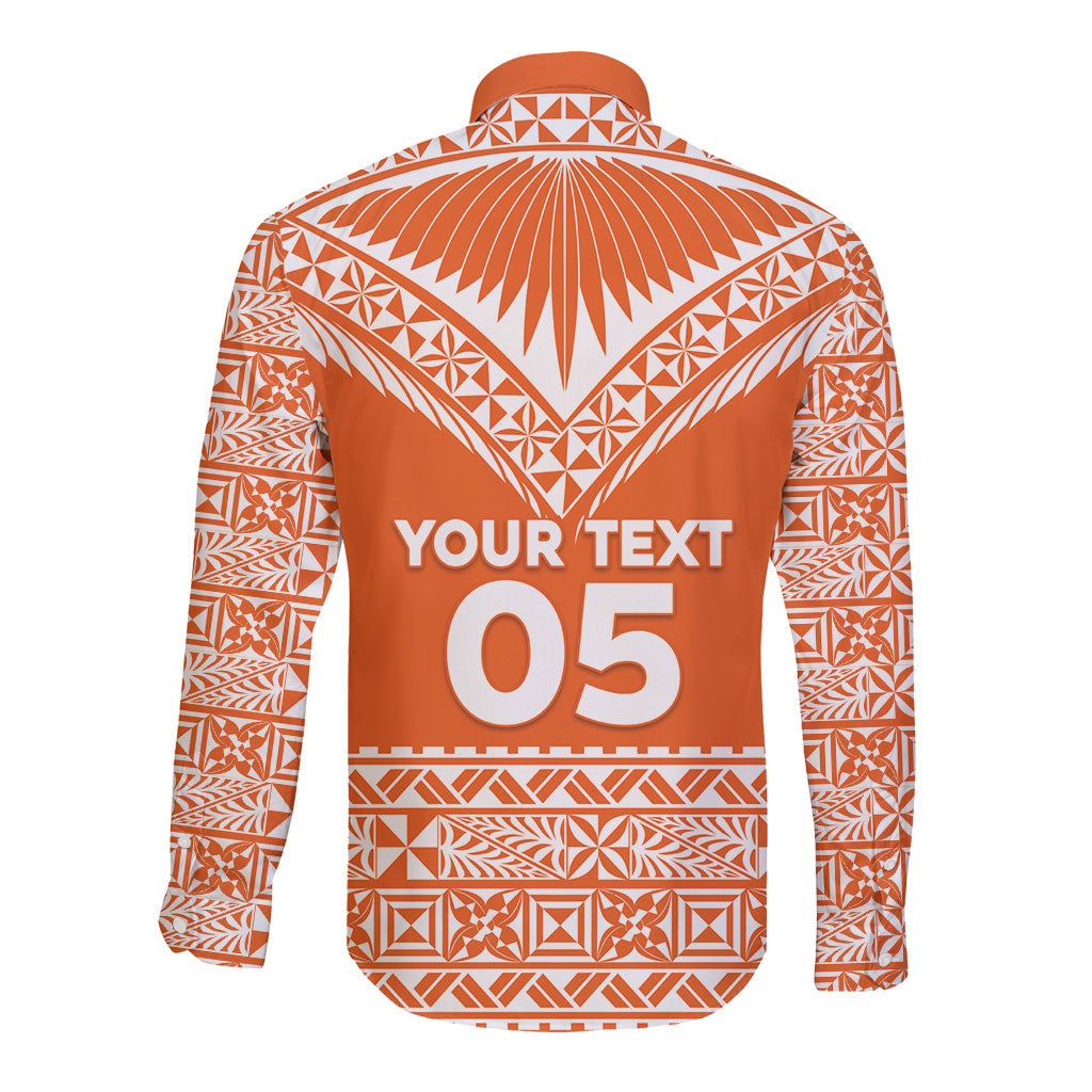Personalised Tonga Tailulu College Long Sleeve Button Shirt Tongan Kupesi Pattern LT05 - Polynesian Pride