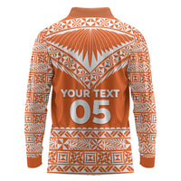 Personalised Tonga Tailulu College Long Sleeve Polo Shirt Tongan Kupesi Pattern LT05 - Polynesian Pride