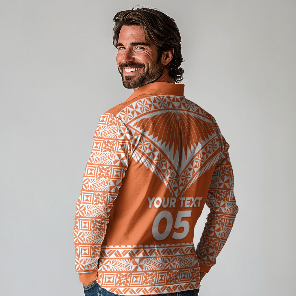Personalised Tonga Tailulu College Long Sleeve Polo Shirt Tongan Kupesi Pattern LT05 - Polynesian Pride