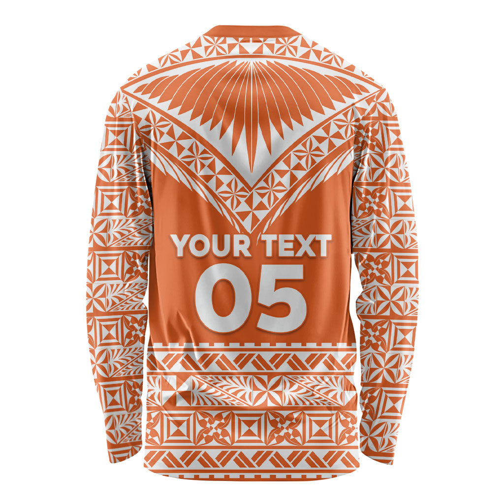 Personalised Tonga Tailulu College Long Sleeve Shirt Tongan Kupesi Pattern LT05 - Polynesian Pride