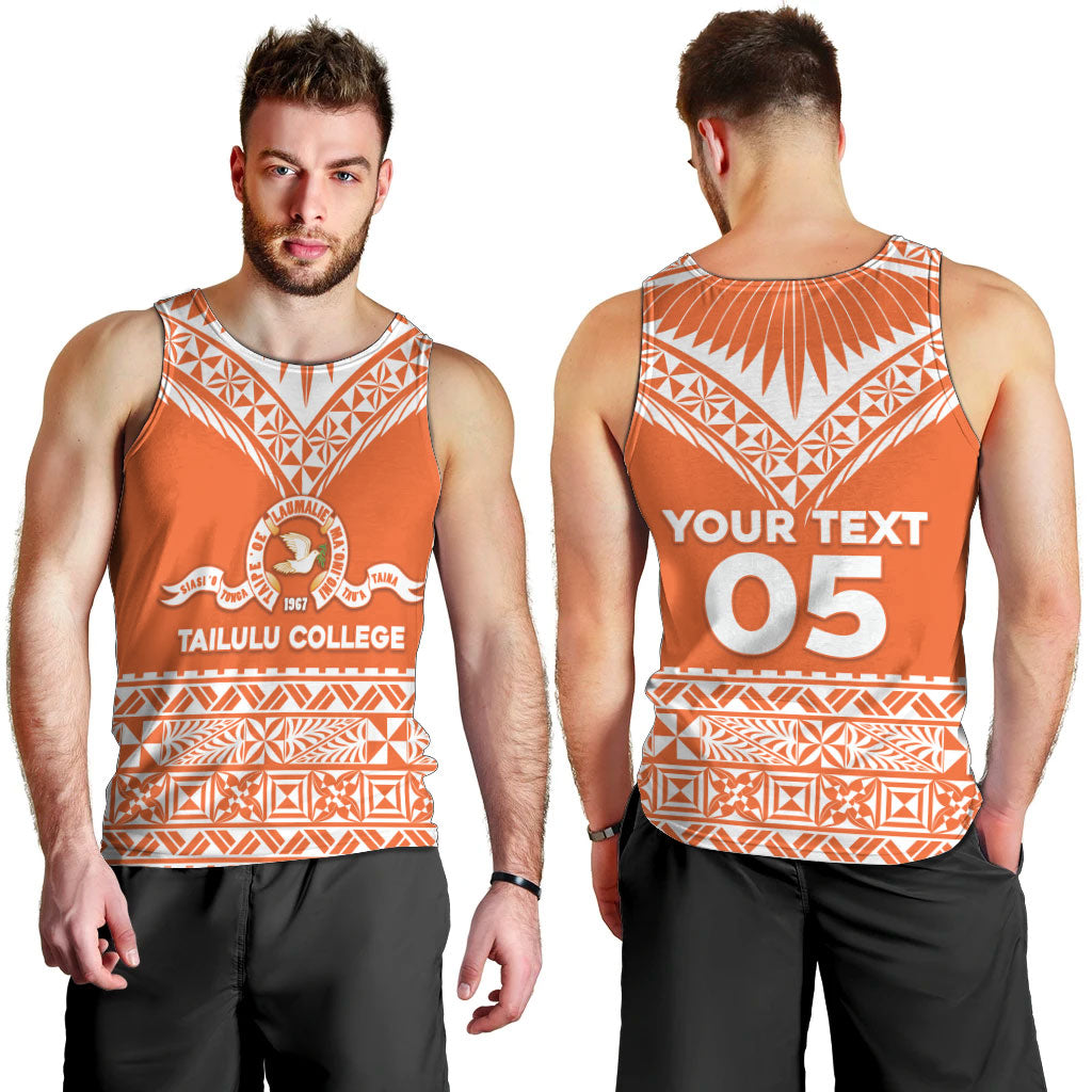 Personalised Tonga Tailulu College Men Tank Top Tongan Kupesi Pattern LT05 - Polynesian Pride