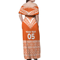 Personalised Tonga Tailulu College Off Shoulder Maxi Dress Tongan Kupesi Pattern LT05 - Polynesian Pride