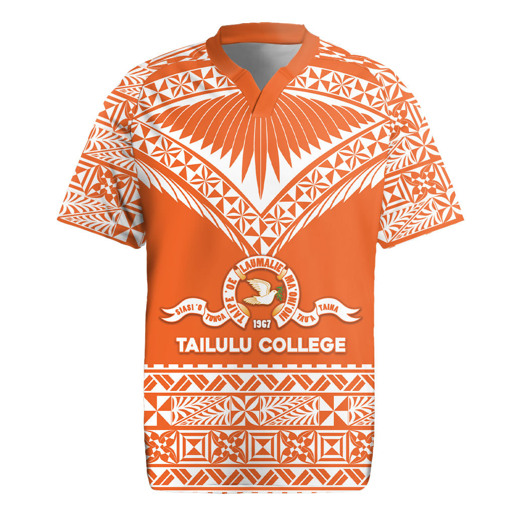 Personalised Tonga Tailulu College Rugby Jersey Tongan Kupesi Pattern LT05 Orange - Polynesian Pride
